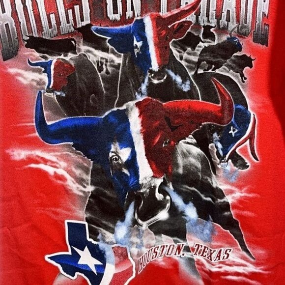 Bulls on Parade Houston Texans Red Tee size Large NWOT Gildan Preshrunk Cotton - Picture 6 of 12
